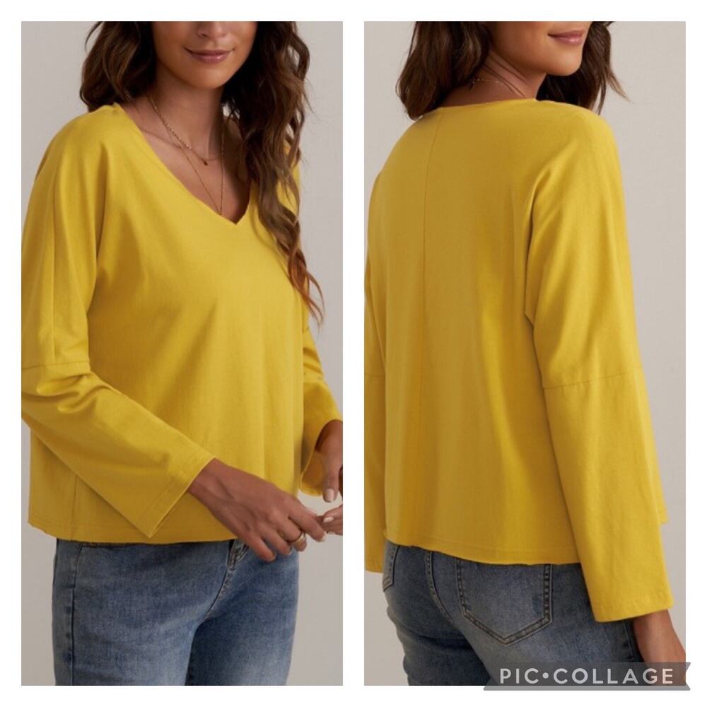 Roolee Golden Yellow V Neck Top Size XXL